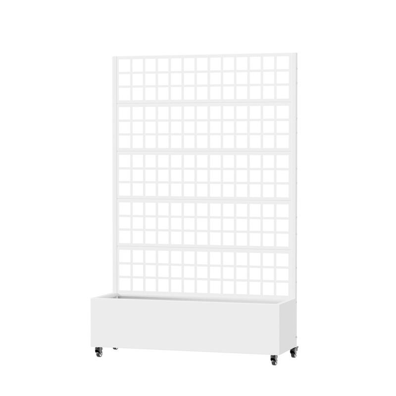 Movable Raised Garden Bed with Trellis and Lockable Wheels