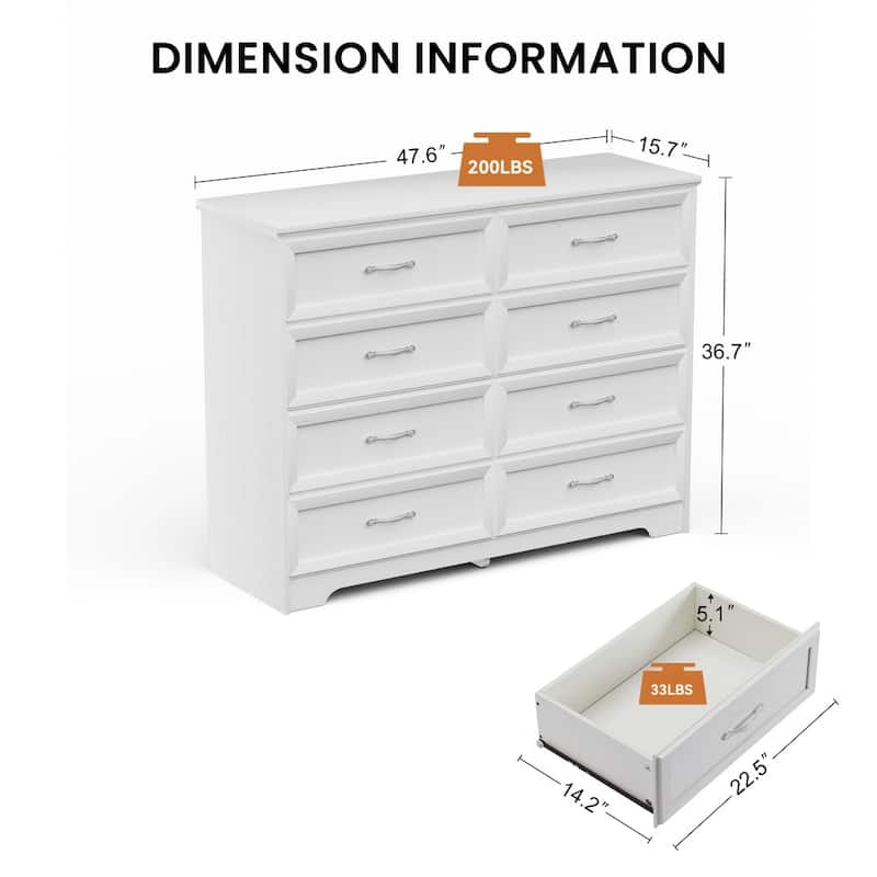 47.6″L x 15.7″W x 36.7″H 3 Drawer Bedroom Chest of Drawers