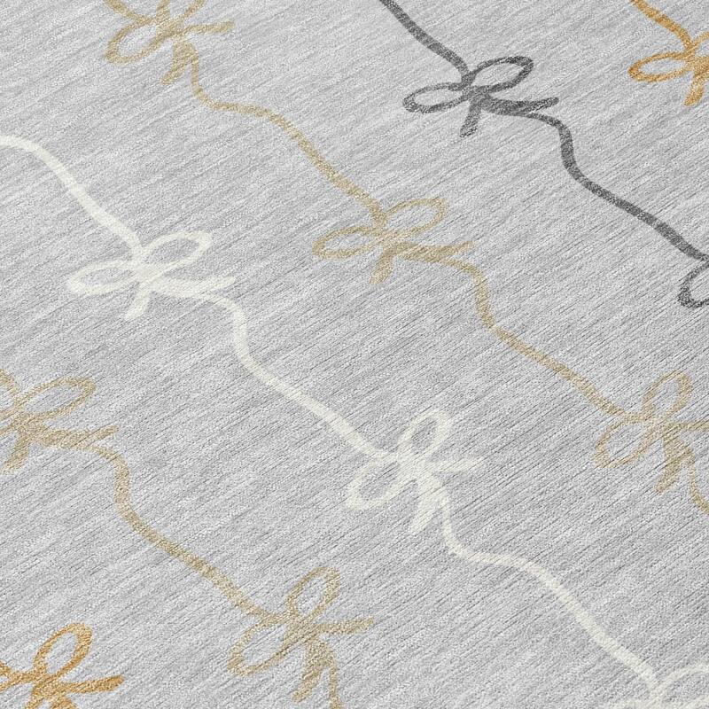 Machine Washable Indoor/ Outdoor Modern Bow Stripe Chantille Rug