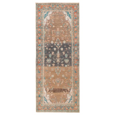 ECARPETGALLERY Hand-knotted Antalya Vintage Brown Wool Rug - 3'9 x 9'6