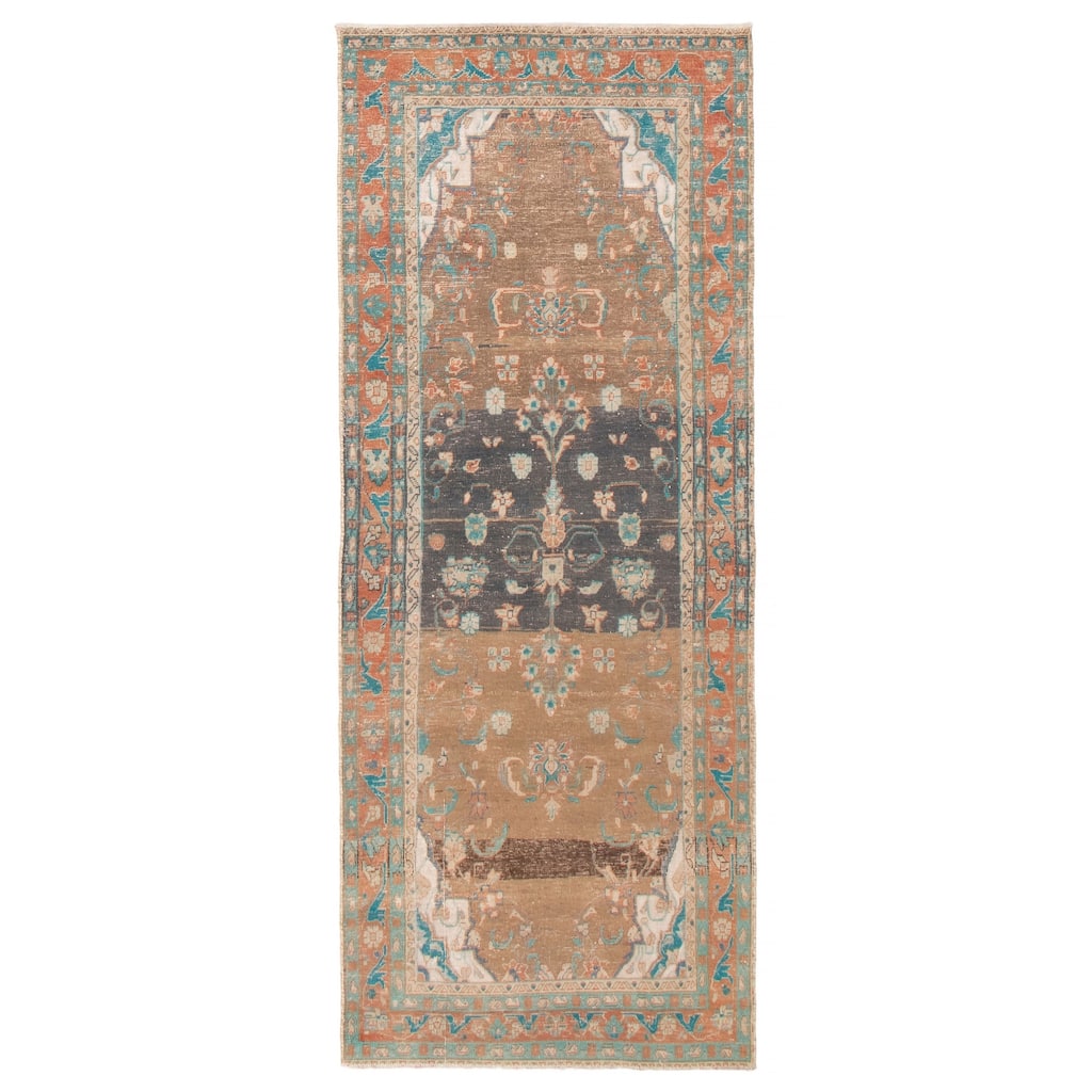 ECARPETGALLERY Hand-knotted Antalya Vintage Brown Wool Rug - 3'9 x 9'6