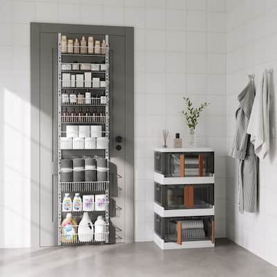 Over the Door Pantry Organizer - 9-Tier Organizer for Bathroom, Closet, or Kitchen Storage by Home-Complete (White) - 8 Shelves