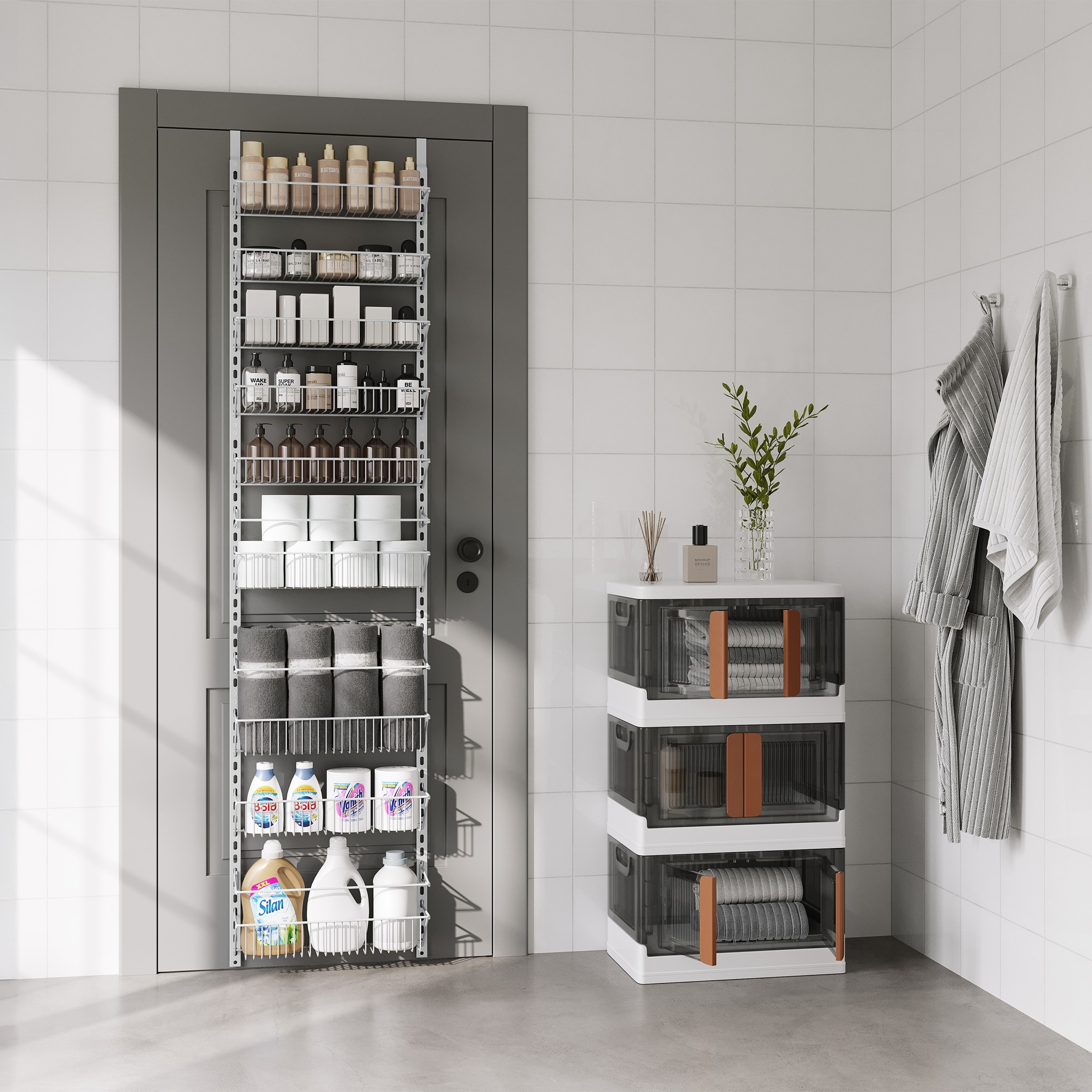 Over the Door Pantry Organizer 9 Tier Organizer for Bathroom Closet or Kitchen Storage by Home Complete White 8 Shelves On Sale Bed Bath Beyond 22717320