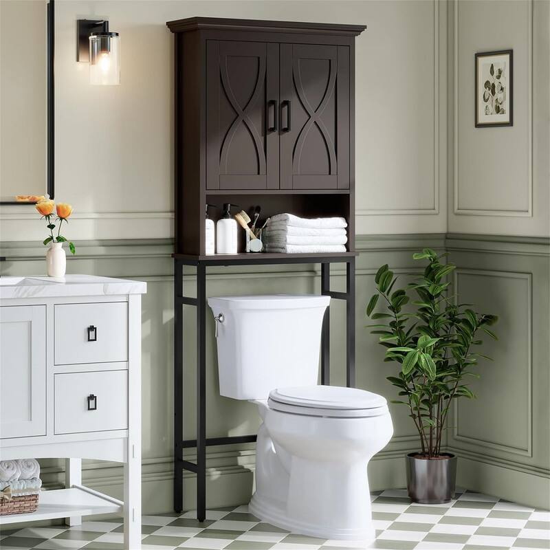 Over The Toilet Storage - 8.86"D x 26.8"W x 68.9"H - Espresso