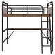 preview thumbnail 9 of 10, Metal Loft Bed with Desk, LED Lights & USB Charging Station, Loft Bed Frame with Safety Guardrails
