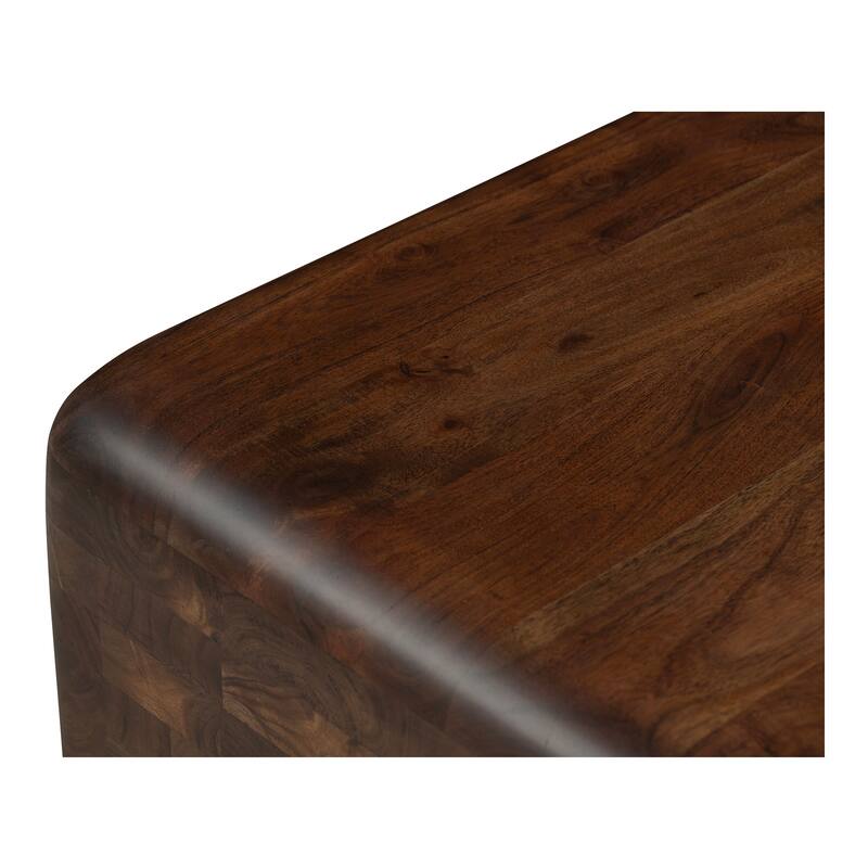 NADAAL STUDIOS Lycia Side Table, Oversized Square Shape in Solid Acacia Wood, Dark Brown