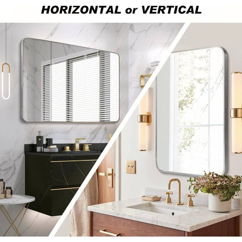 30x40 Inch Metal Framed Rectangular Rectangular Bathrrom Mirror