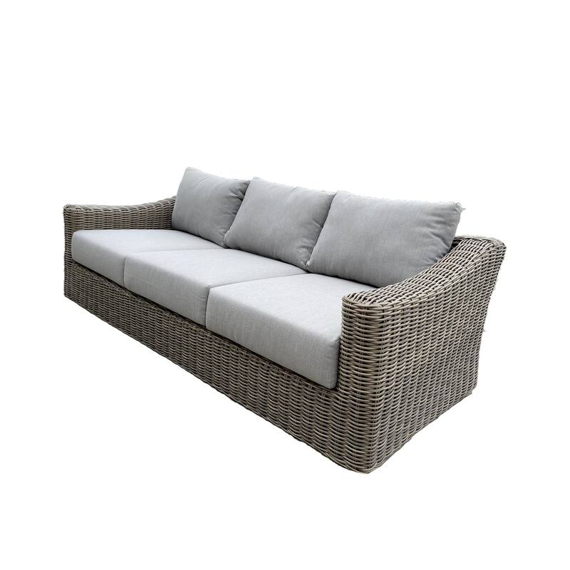 Tulum Two-Tone Dark Beige Aluminum Frame Sofa with Cushions