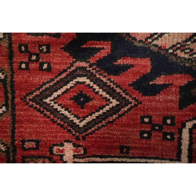 Hand Knotted Oriental 100% Wool Carpet Traditional Tribal Red Gharajeh Runner Rug - 10' 1'' X 3' 3''