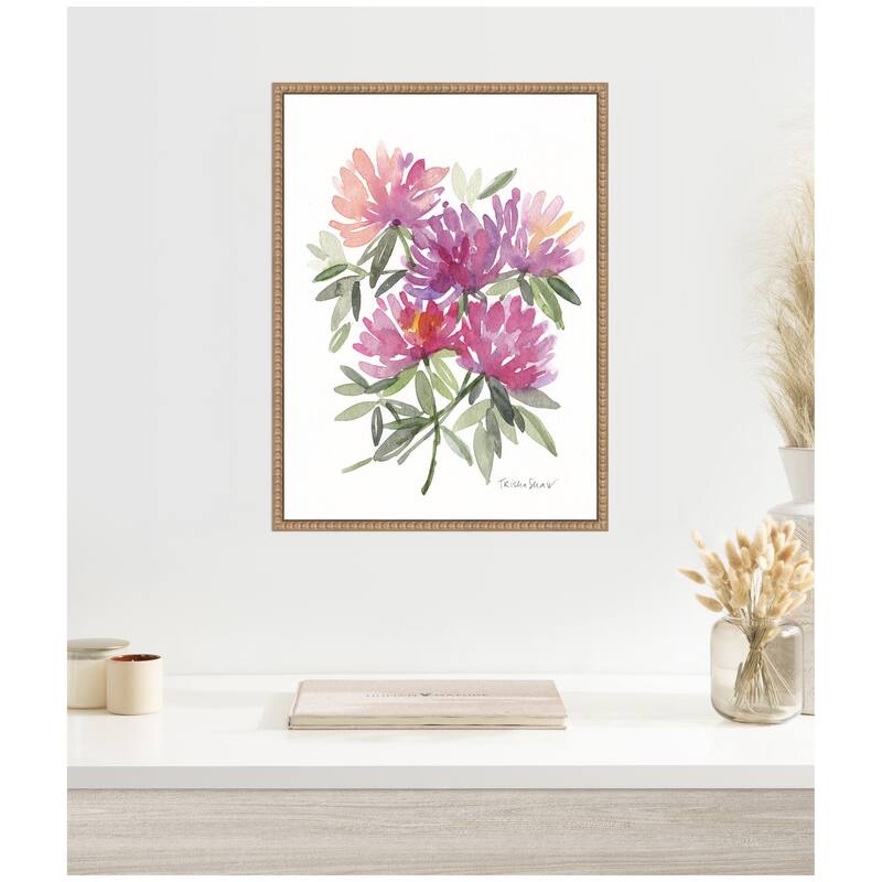 Kate and Laurel Sylvie Abstract Watercolor Pink Floral Framed Canvas by Patricia Shaw