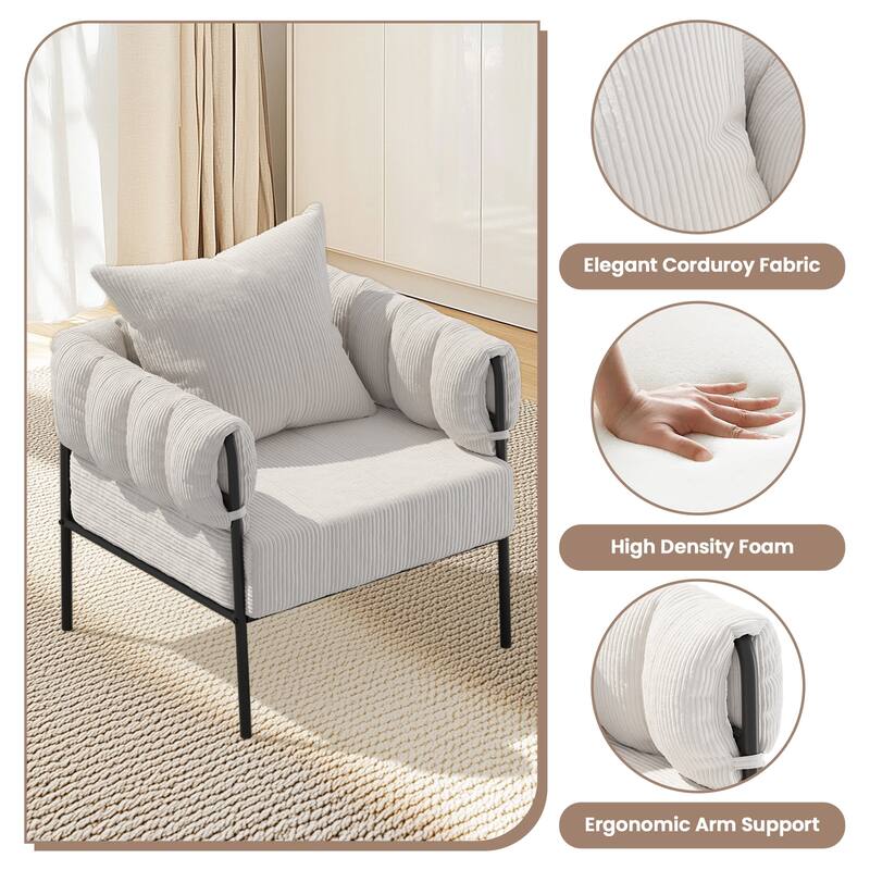Accent Chair with Pillow, Modern Living Room Chairs