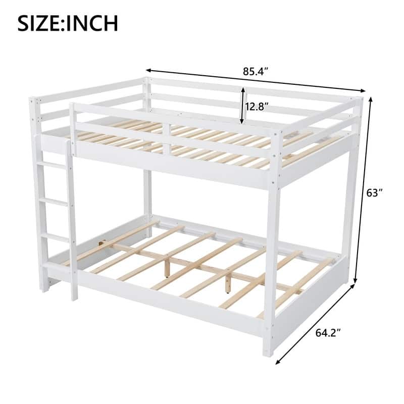 Queen Size Wooden Bunk Bed with Ladder