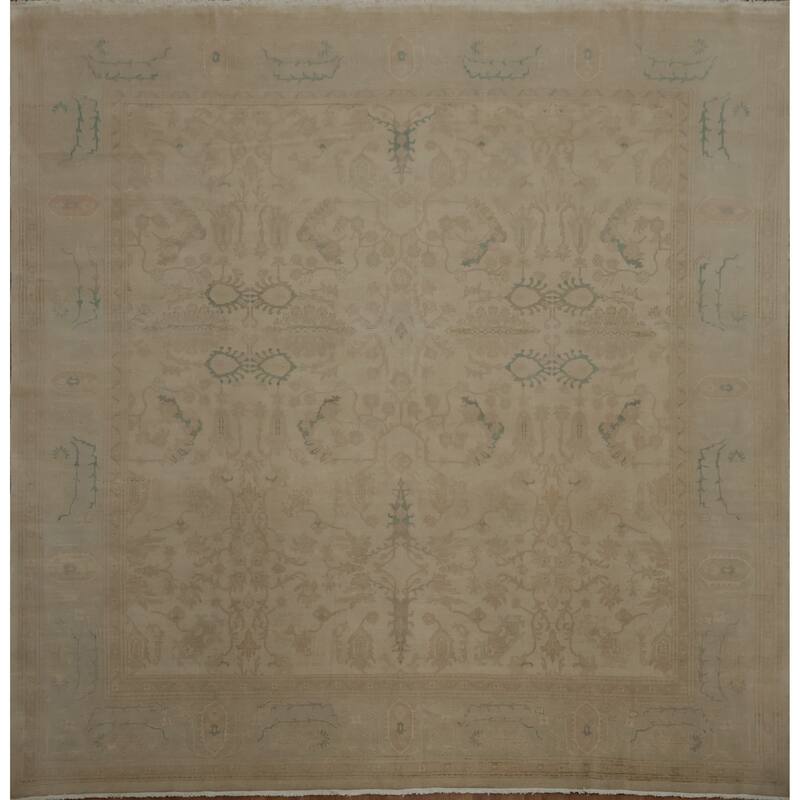 Hand Knotted Oriental 100% Wool Carpet Traditional All-Over Beige & Ivories Ziegler Area Rug - 12' 10'' X 12' 6''