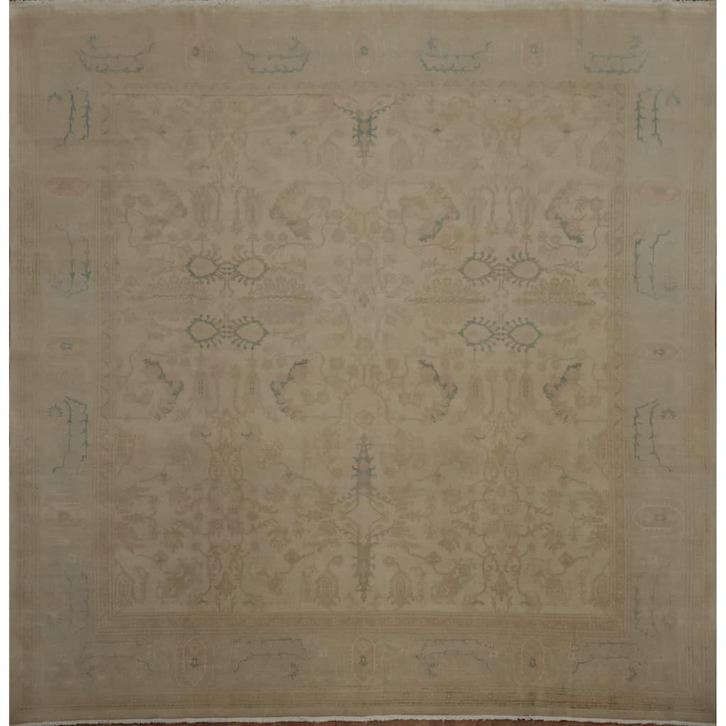 Hand Knotted Oriental 100% Wool Carpet Traditional All-Over Beige & Ivories Ziegler Area Rug - 12' 10'' X 12' 6''