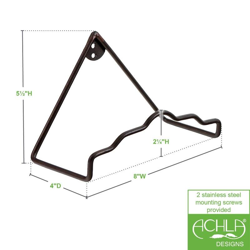 Achla Designs Roman Bronze Wrought Iron Plate Wall Hangers (Set of 2), Powder Coat Finish