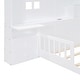 preview thumbnail 8 of 7, White Wooden House Platform Bed with Window and Roof, Bedside Drawers, Shelves, Sockets, and USB Port