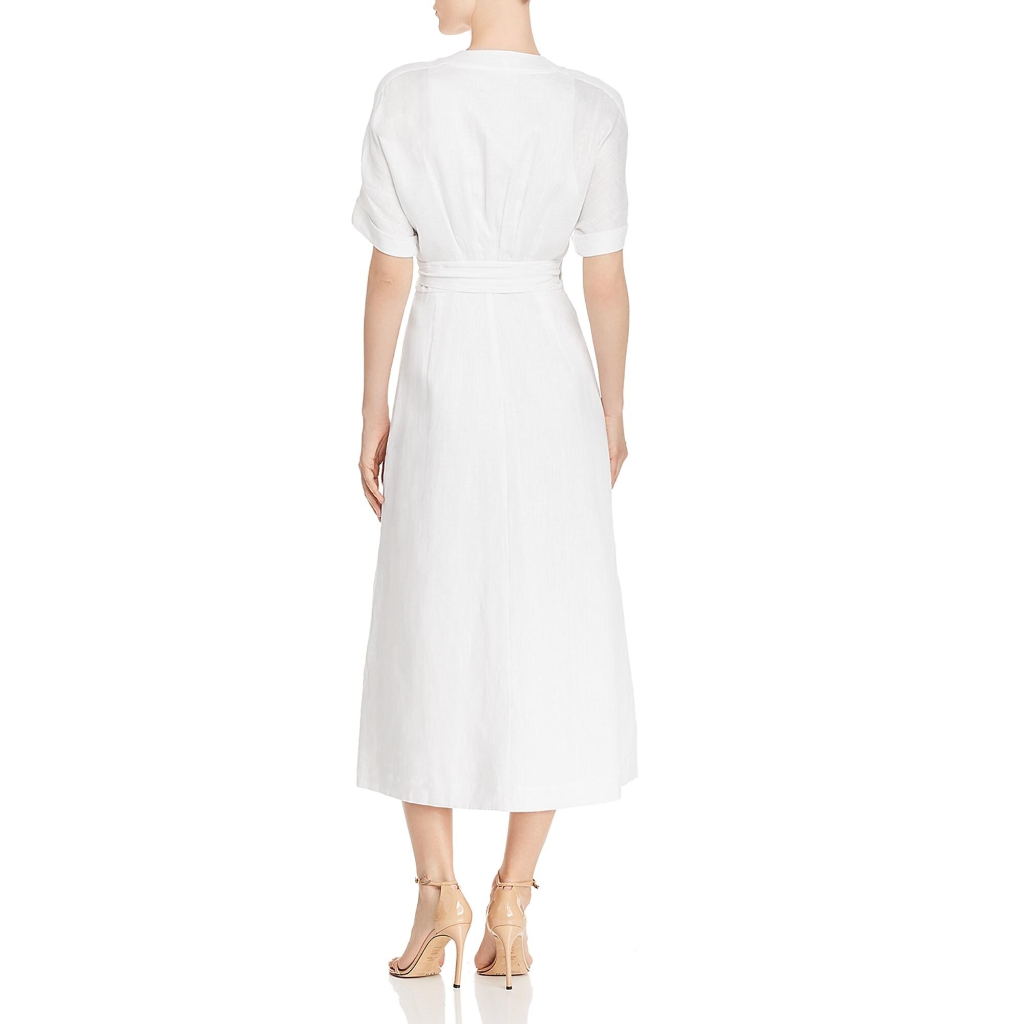 linen button midi dress