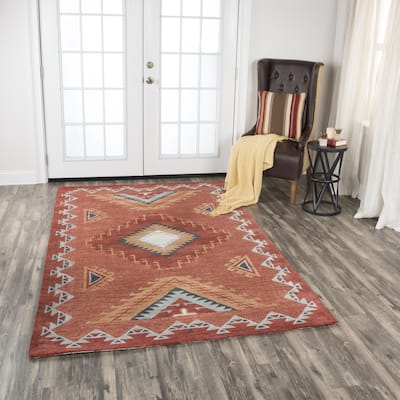 Alora Decor Durango Southwest Tribal Rust Hand-tufted Wool Rug
