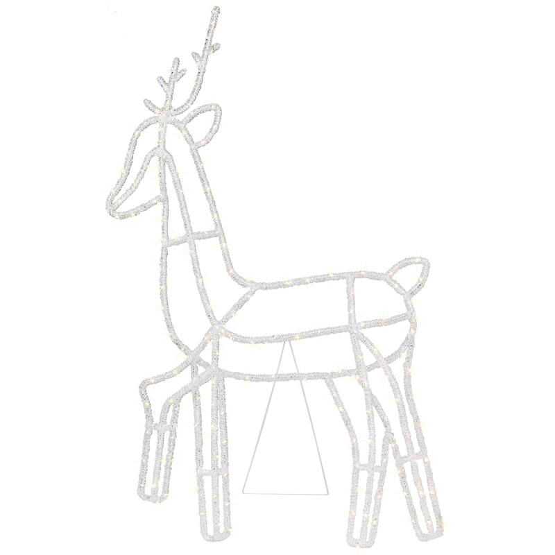 LED Lighted Icy Reindeer Christmas Yard Decoration - 34.25" Silver Wire - Warm White