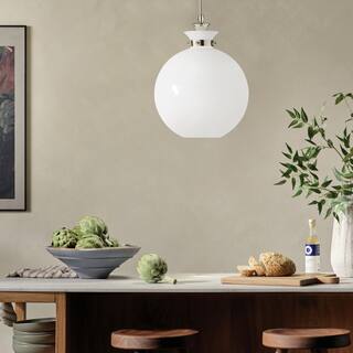 Kichler Lighting Laria 15 Inch 1 Light Pendant with Opal Glass in Polished Nickel