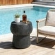preview thumbnail 14 of 21, GDFStudio Cove Outdoor Concrete Accent Table with Crack Texture, Double Barrel Shape, MGO Material