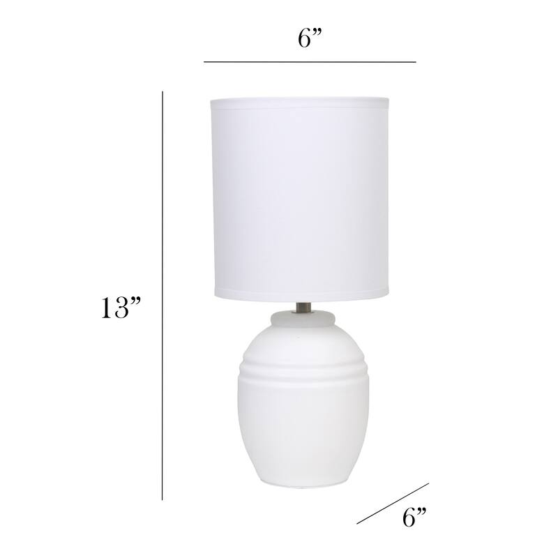 Ceramic Mini Jar Table Lamp with Fabric Drum Shade for Bedroom, Living Room - 6 x 6 x 13 in. (L x W x H)