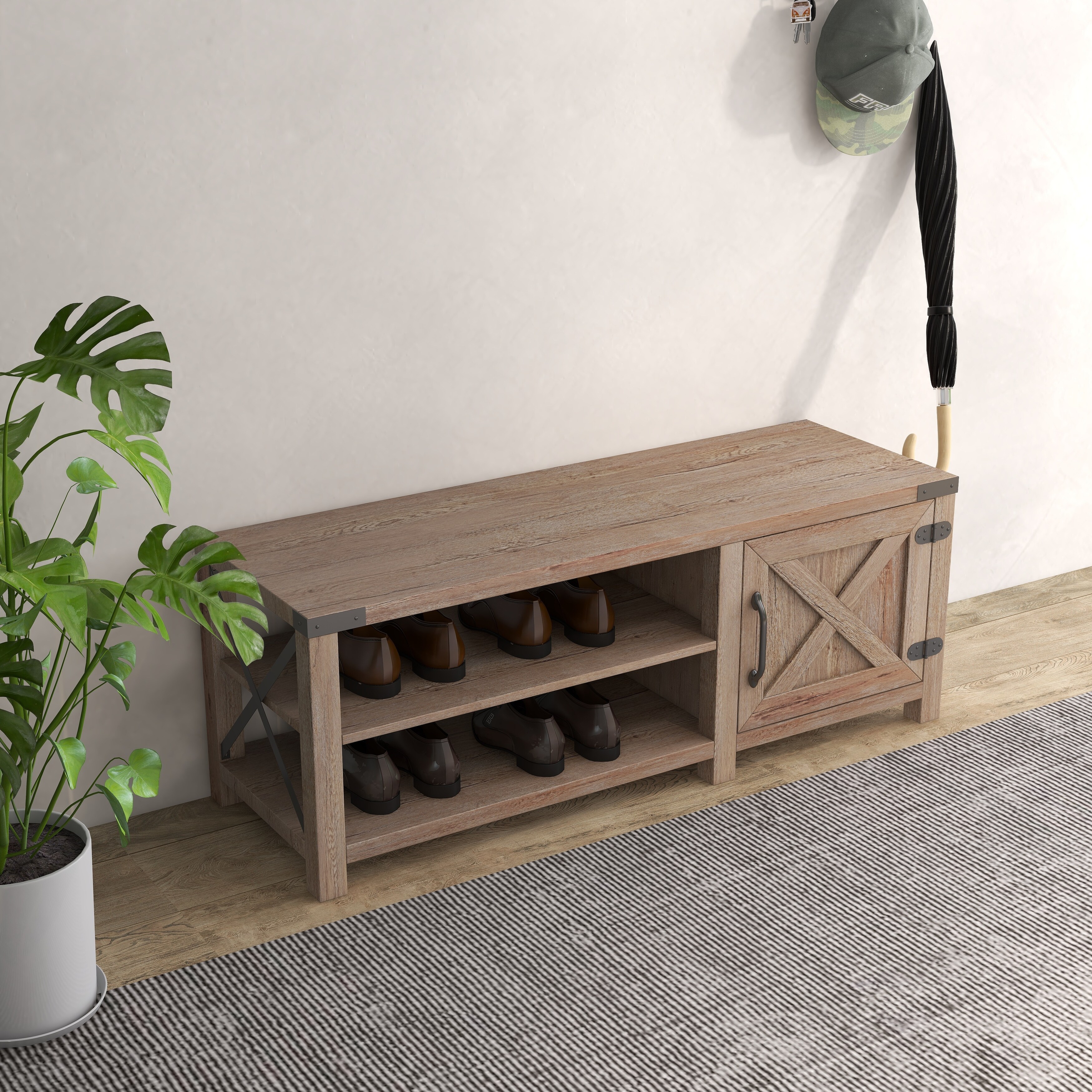 Farmhouse shoe store storage cabinet