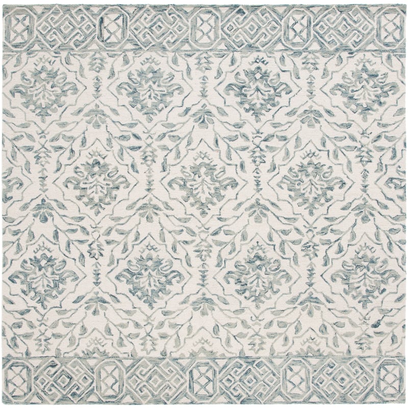 SAFAVIEH Handmade Dip Dye Elvedina Floral Wool Rug - 9' Square - Blue/Ivory