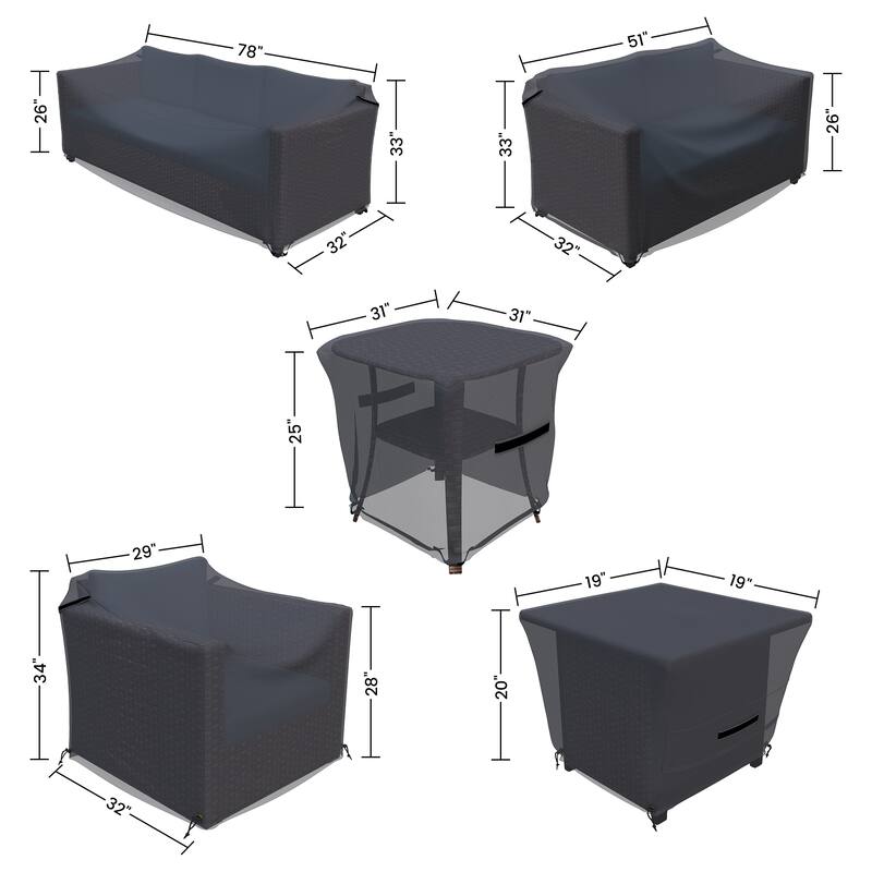 Michigan Waterproof Outdoor Patio Furniture Seating Group Cover ( Set of 6 ) - 33 x 77 x 30