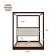 preview thumbnail 4 of 7, Queen Size Wooden Canopy Platform Bed with Upholstered Headboard