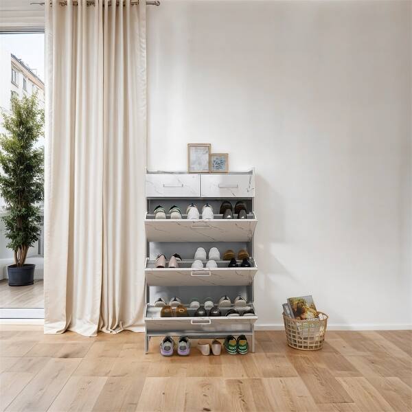Shoe Rack Marbel Marble Color Doors Shoe Rack 3 Doors Shoe Cabinet with 2 Drawers - Bed ...