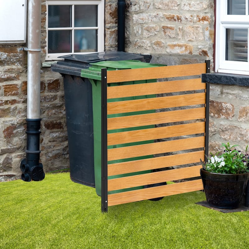 Outdoor Fence Panels Air Conditioner Fence Privacy Fence Screen - 38-60 - wood/steel-black2