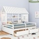 preview thumbnail 13 of 18, Twin Size Wood House Platform Beds with 2 Drawers for Boy and Girl Shared Beds, Combination of 2 Side by Side Twin Size Beds