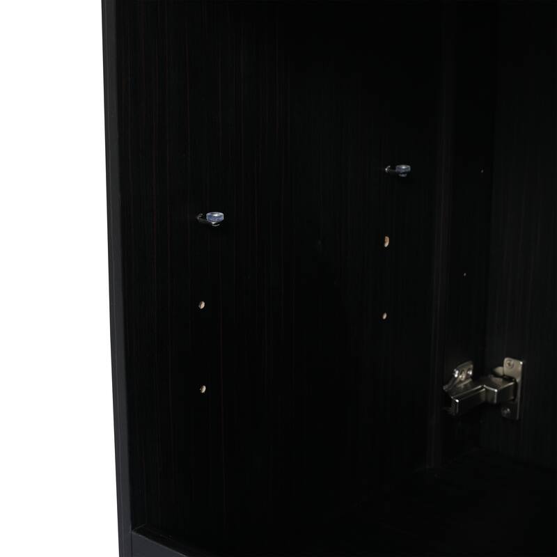 24" Bathroom Vanity with Soft-Close Doors and Spacious Storage, Black Chestnut Finish, Freestanding Design, Vanity Base Only