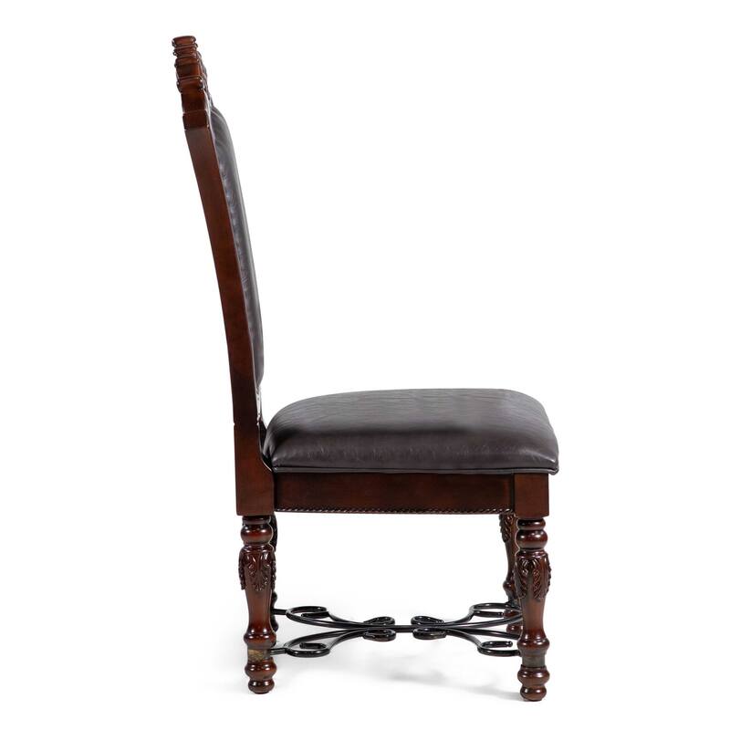 Baburam Traditional Cherry Wood Naildhead Side Chairs by Furniture of America (Set of 2)
