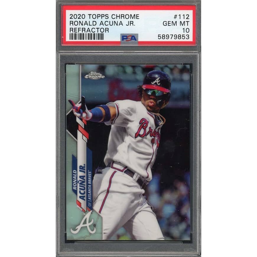 Ronald Acuna Jr 2020 Topps Chrome Refractor Baseball Card #112 Graded PSA 10 - 8'6" x 11'6"