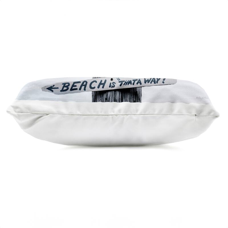 Stupell Vacation Beach Signs with Seagull Printed Outdoor Throw Pillow Design by Robin-Lee Viera