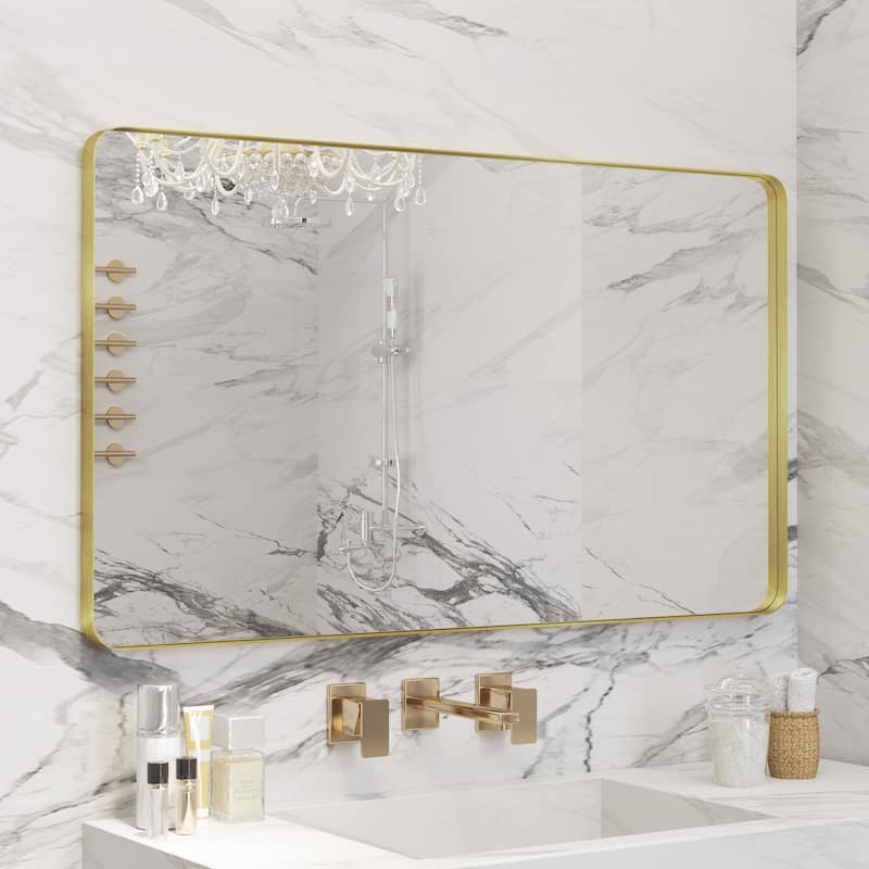 QuivaraView Rectangular Aluminum Framed Bathroom Vanity Mirror - 40" x 24" - Brushed Gold