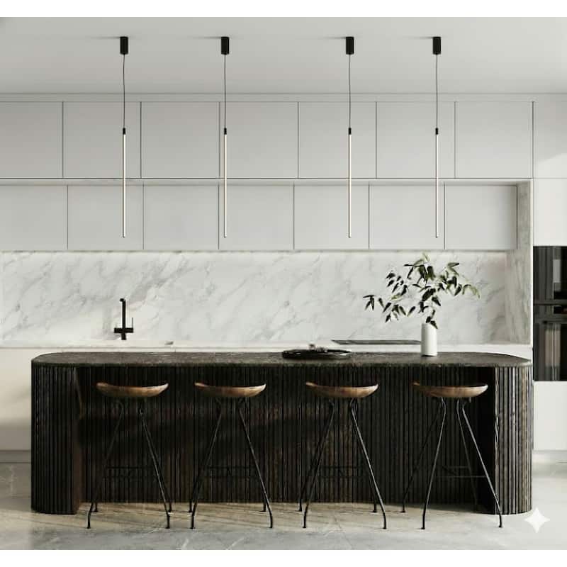 1-Light Black LED Stick Pendant With A White Acrylic Diffuser