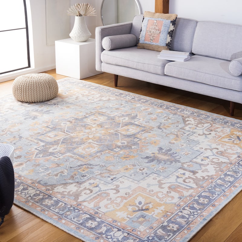 SAFAVIEH Handmade Restoration Vintage Bruni Wool & Viscose Rug - 8' x 10' - Ivory/Light Blue