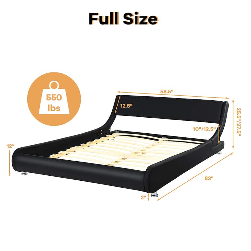 Costway Full Faux Leather Upholstered Platform Bed Adjustable