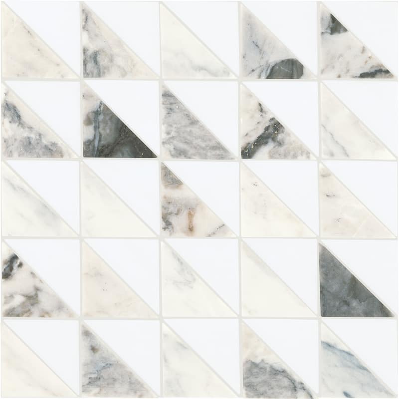 Daltile Gamma Natural Stone Triangle Wall and Floor Mosaic Tile (Set of 10) - White