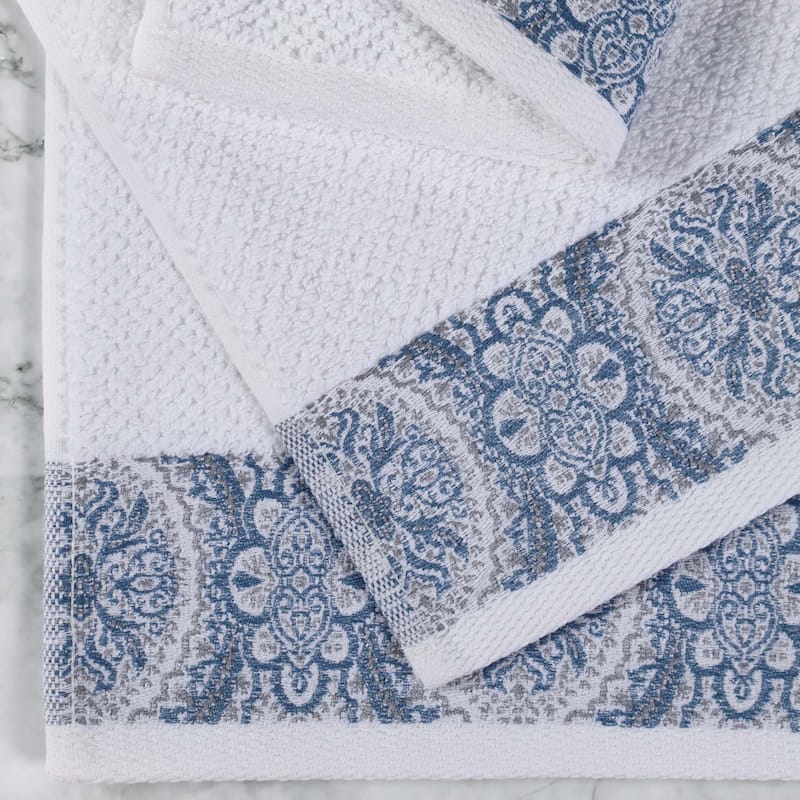 Superior Medallion Cotton Jacquard Texture 12 Piece Assorted Towel Set