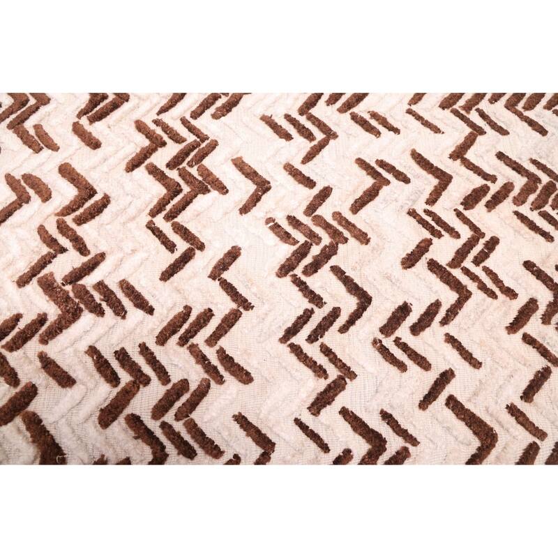 ECARPETGALLERY Hand-knotted Tangier Cream, Dark Brown Wool Rug - 5'2 x 8'2