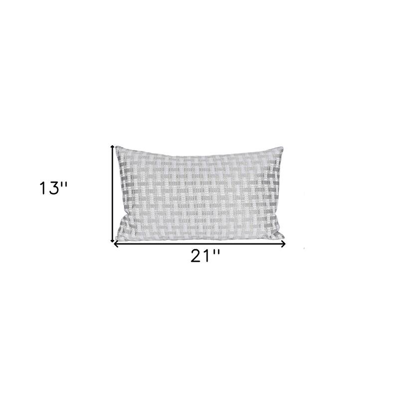 HomeRoots 13" X 21" Gray and White Checkered Polyester Zippered Pillow