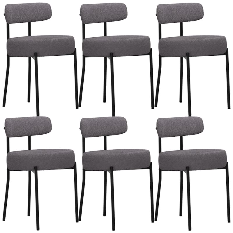 XINMICS Upholstered Boucle Dining Chairs with Black Metal Legs