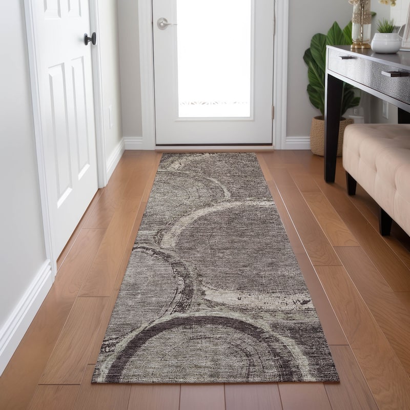 Machine Washable Indoor/ Outdoor Modern Grain Chantille Rug
