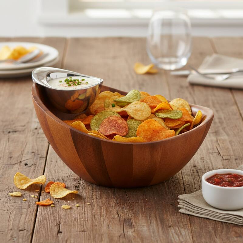 Nambe Harmony Chip and Dip - 12” x 6.5”