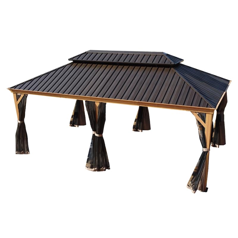 Kozyard Apollo Wood-look Aluminum Hardtop Gazebo