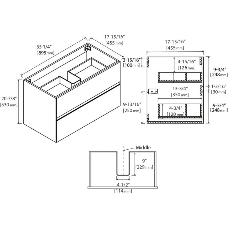 Blossom Wall Mounted Floating Bathroom Vanity with Double Acrylic Sink